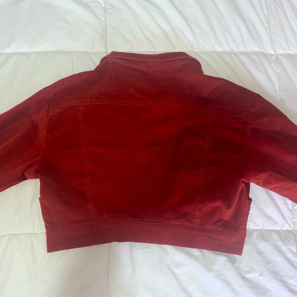 Red Corduroy Cropped Jacket - Picture 10 of 12
